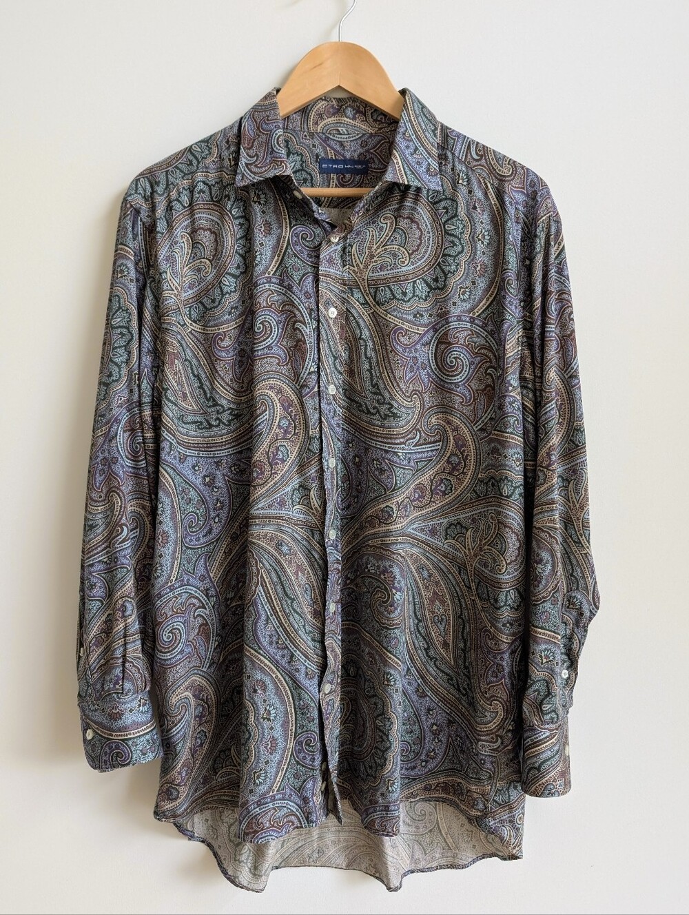 Etro Made In Italy Men's Italian 44 Paisley Button Down Soft 100% Cotton Shirt